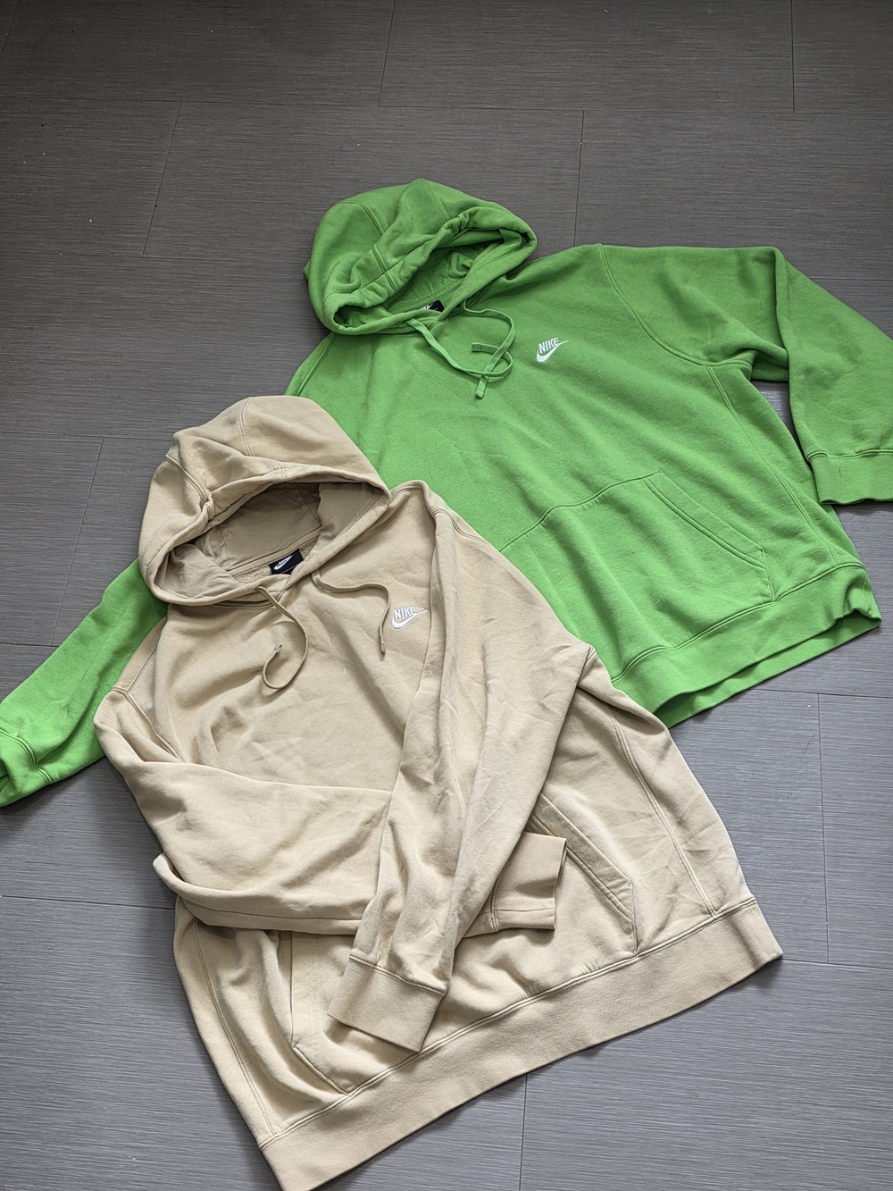 Nike Men's Hoodie Sweatshirt - Green & Beige XL